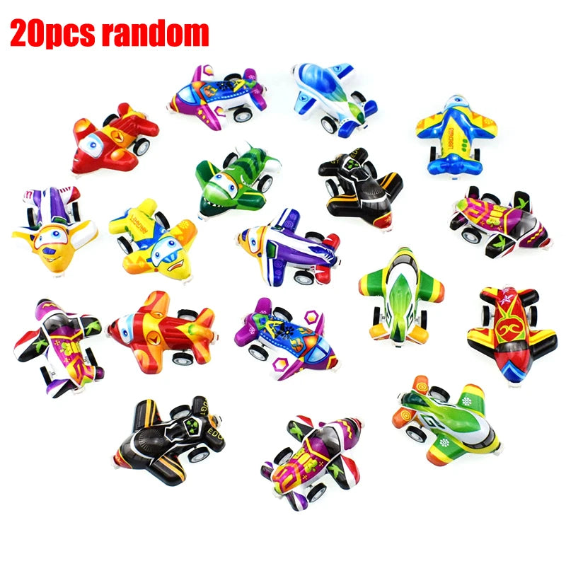 20pcs/lot Cartoon Toys Cute Plastic Pull Back Cars Plane Toy Cars for Child Mini Car Model Funny Kids Toys Kindergarten Toys DDJ