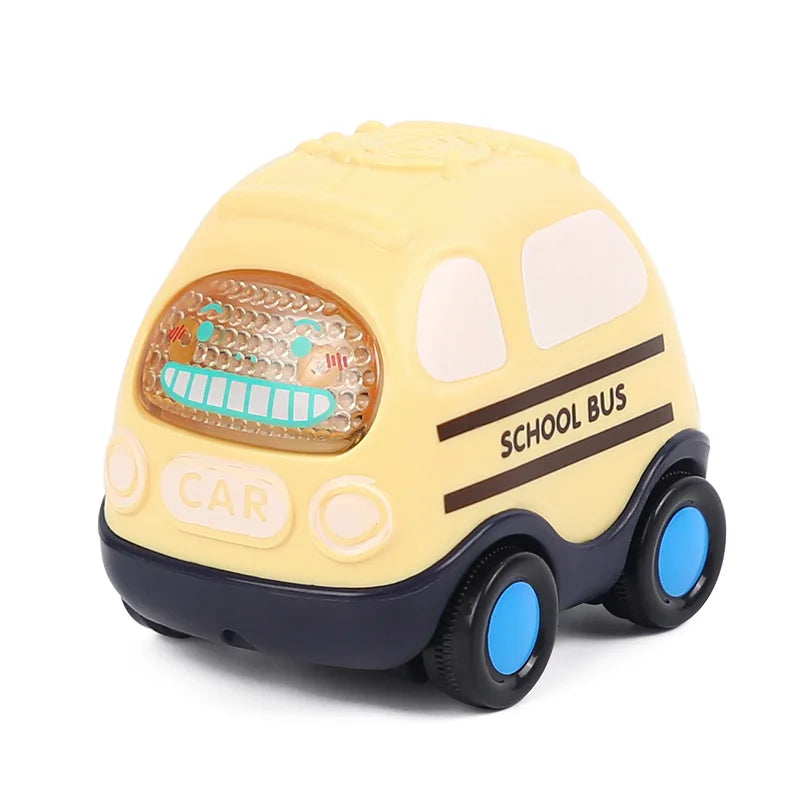 Baby Car Toys for 6 12 Months Friction Car Infant Soft Rubber Inertial Push and Go Vehicles Roll Car Hand Rattle Gift for Kids