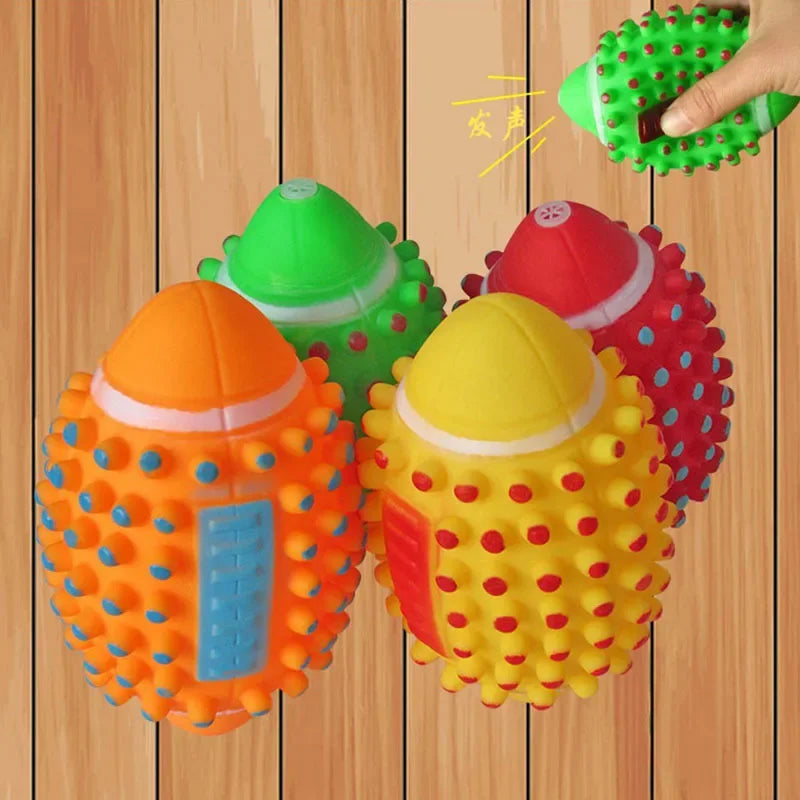 Dia. 12cm Squeaky Toys Colorful Football Toys Squeaker Toys Interactive Toy