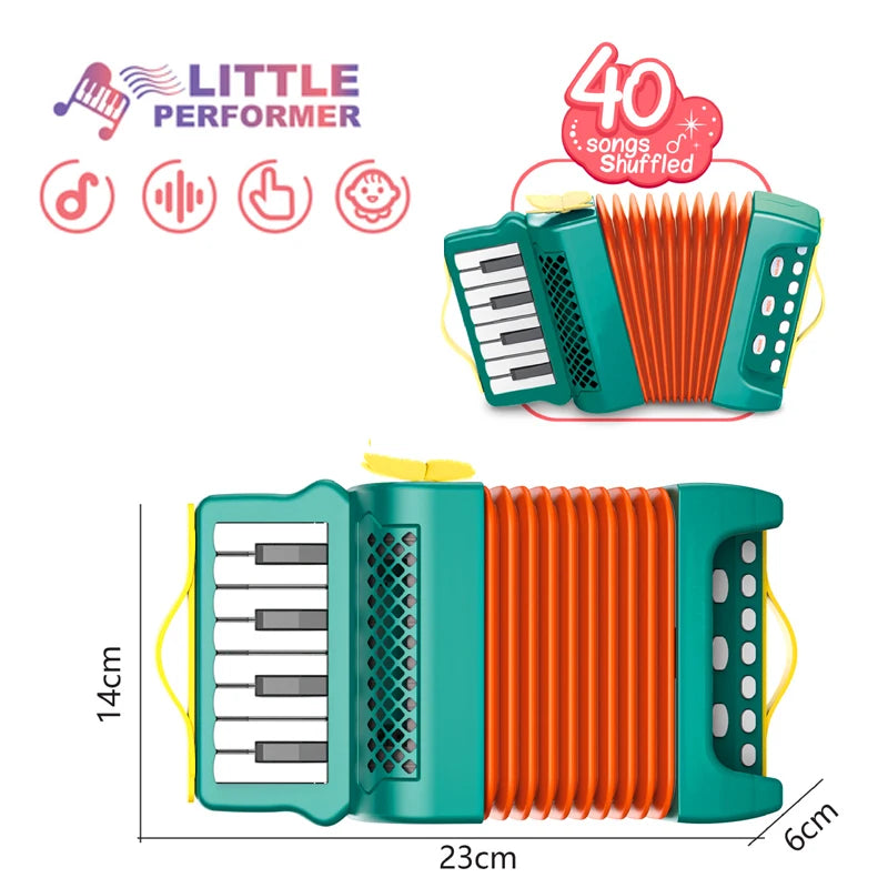 Kids Accordion Musical Instruments Indoor and Outdoor 10 Keys 8 Bass Playing Musical keyboard Educational Toys Gift For Children