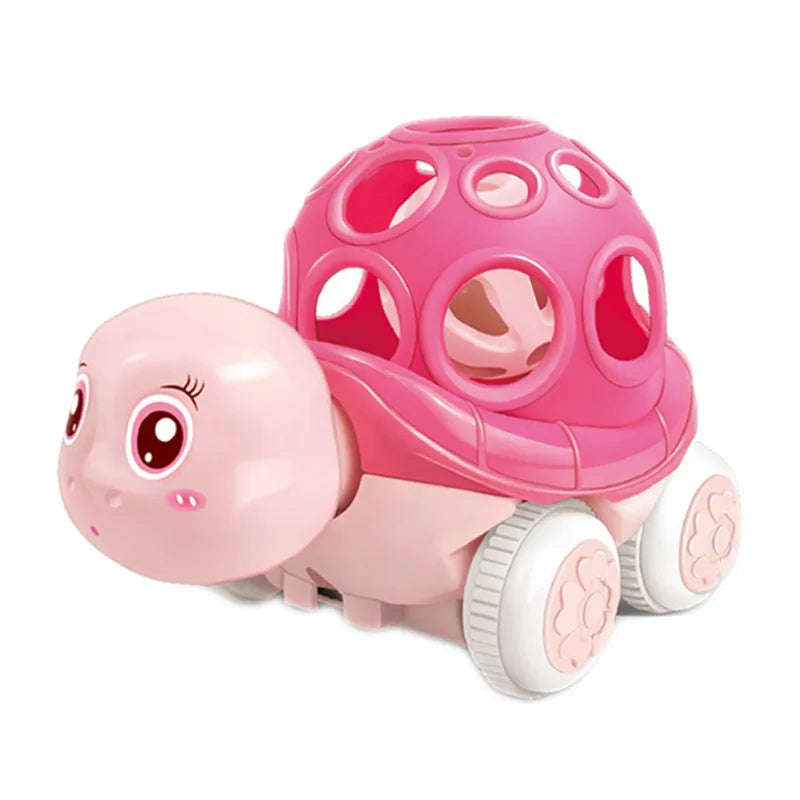 Baby Car Toys for 6 12 Months Friction Car Infant Soft Rubber Inertial Push and Go Vehicles Roll Car Hand Rattle Gift for Kids