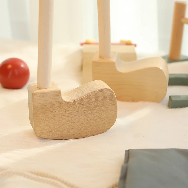 wooden Golf Toys Set for Kids Educational Golf Toys Kits for Toddlers Outdoor Lawn and Indoor Sports Toys for Toddlers  
