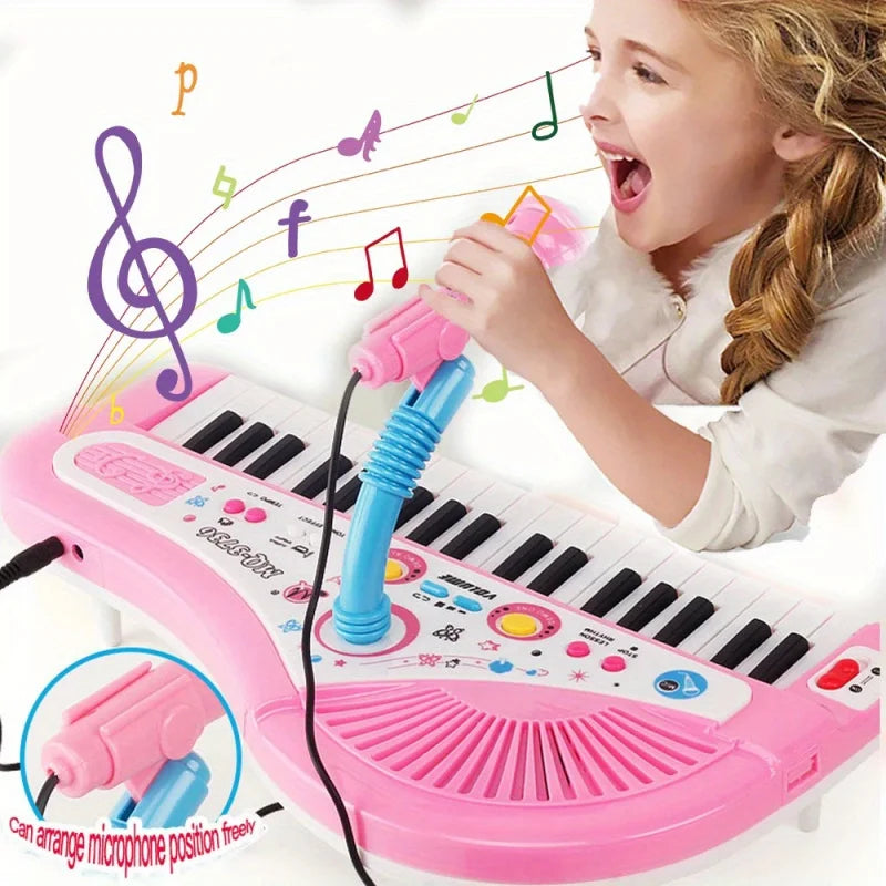 Kids Musical Piano 37 Key Electronic Keyboard Piano for Kids with Microphone Musical Instrument Educational Toy for Boys Gilrs
