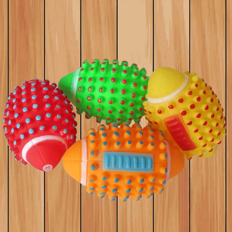 Dia. 12cm Squeaky Toys Colorful Football Toys Squeaker Toys Interactive Toy