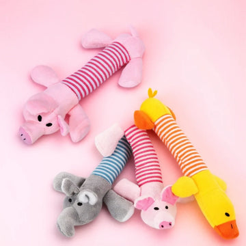 Funny Squeaky Toys Plush Chew Toys Duck Pig Elephant Interactive
