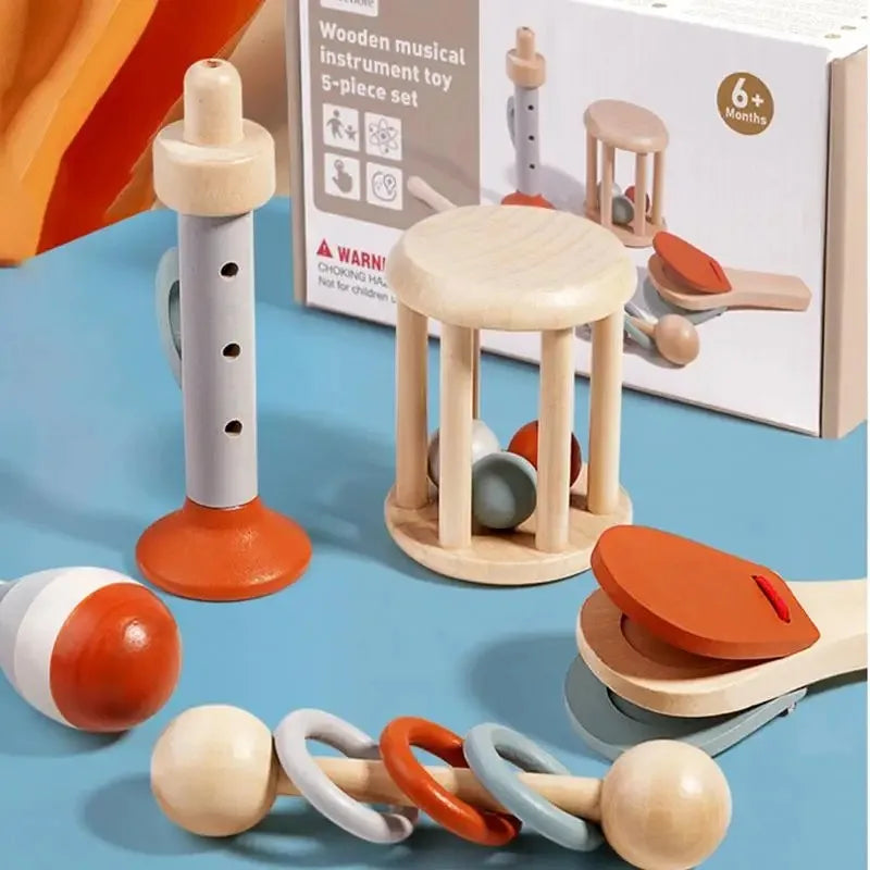 Kids Drum Set Wooden Musical Instruments for Toddlers Baby Preschool Educational Musical Toys Montessori Toys for Kids Ages 3-6