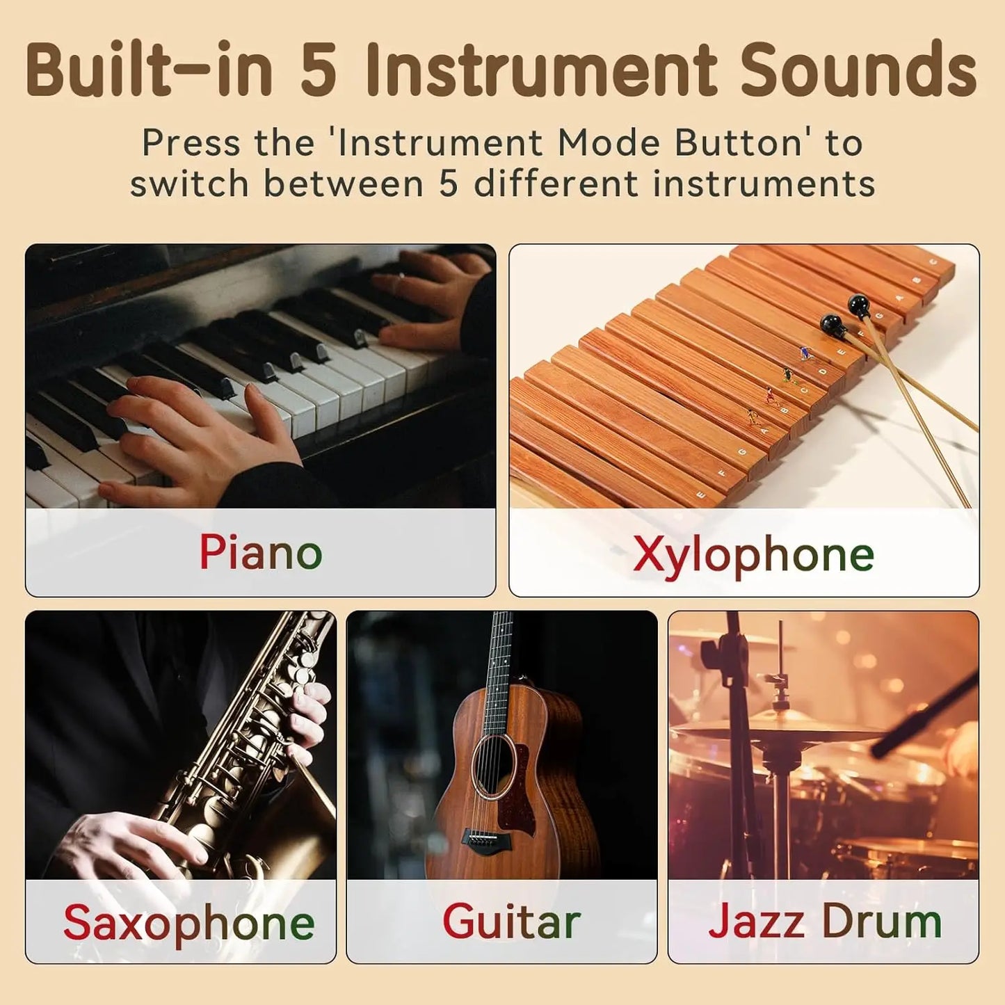 Kid's Musical Instrument Toys Multifunctional Electronic Piano Baby Pocket Piano Musical Instrument Baby Rainbow Light Music Box