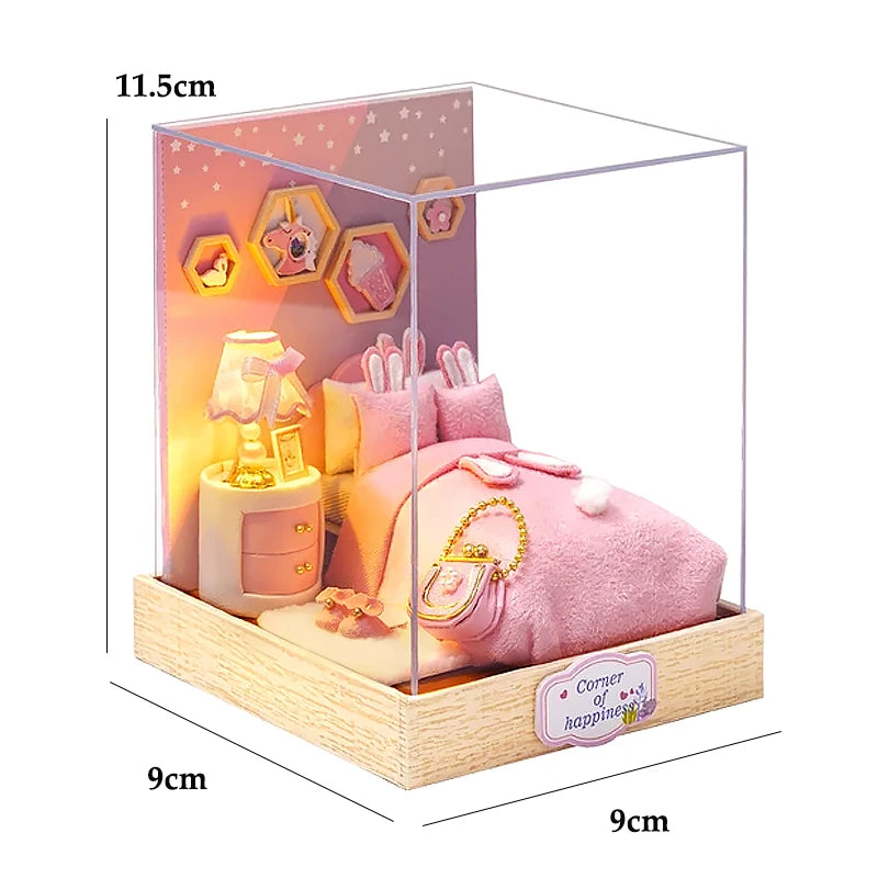 Doll House Mini DIY Small Kit 3D Puzzle Assembly Building Model Toy Home Bedroom Decoration With Furniture Wooden Craf Dollhouse