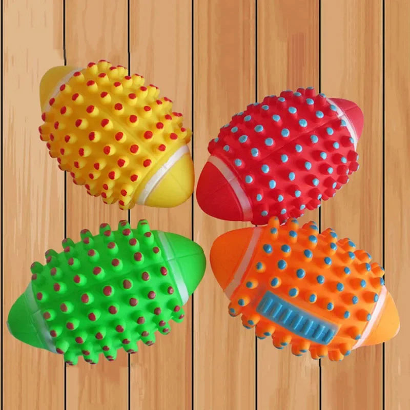 Dia. 12cm Squeaky Toys Colorful Football Toys Squeaker Toys Interactive Toy