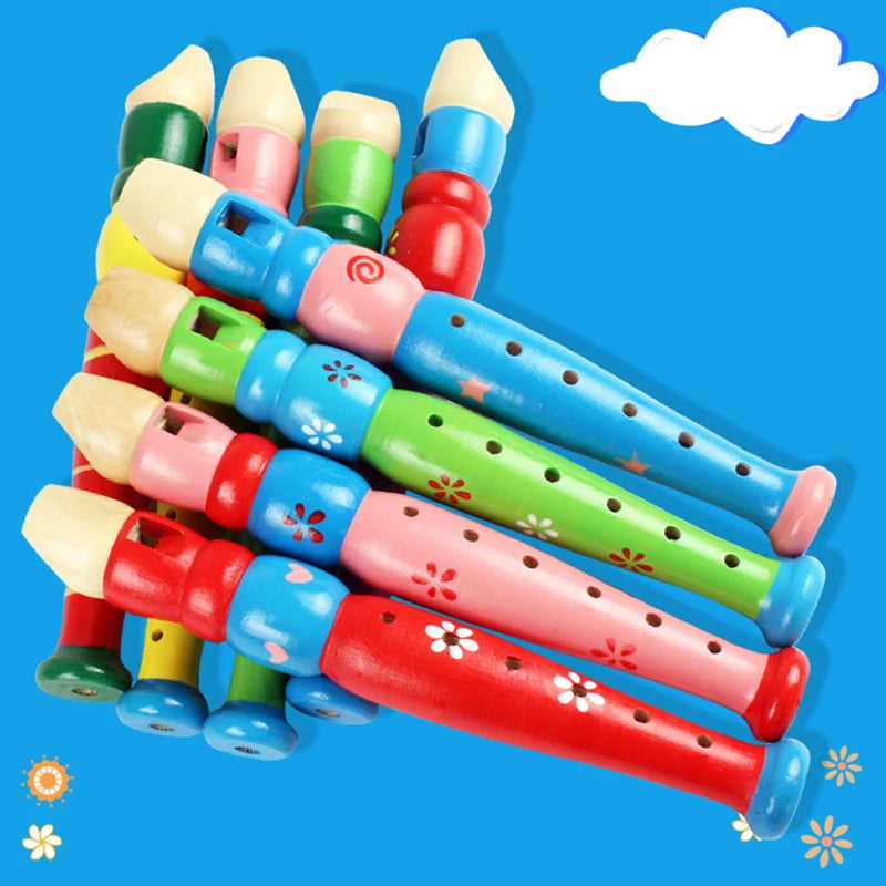 Hot Colorful Wooden Flute Music Instrument Trumpet Buglet Hooter Kids Educational Musical Toys for Children