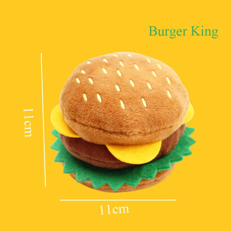 Plush Toys Squeaky Accessories Toy Soft Squeeze Sound Teeth Chew Bite Resistant Ice Cream Fries Humburger