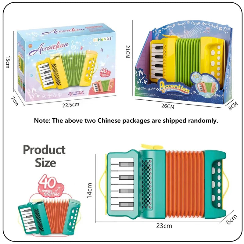 Kids Accordion Musical Instruments Indoor and Outdoor 10 Keys 8 Bass Playing Musical keyboard Educational Toys Gift For Children