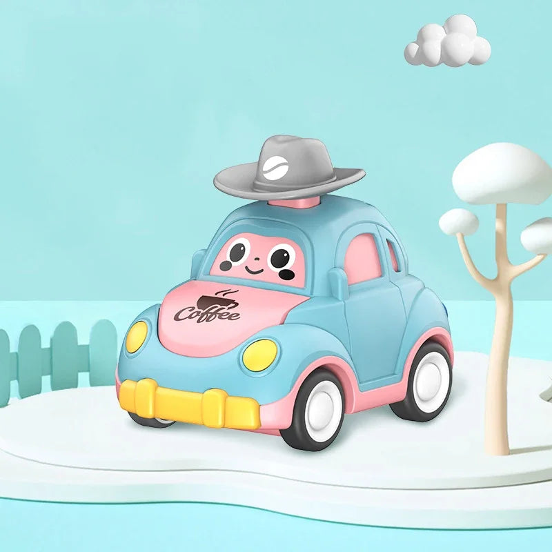 Baby Cartoon Toy Car Mini Press Go Vehicles Inertia Pull Back Cars Montessori Early Education Crawling Toys for Toddlers Boys