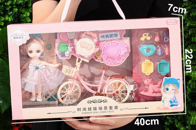 Toys BJD Doll for Girls Gifts Princess Bag Pet Shop Bicycle Joint Movable Full Set DIY Toy Children's Toy Birthday Christmas