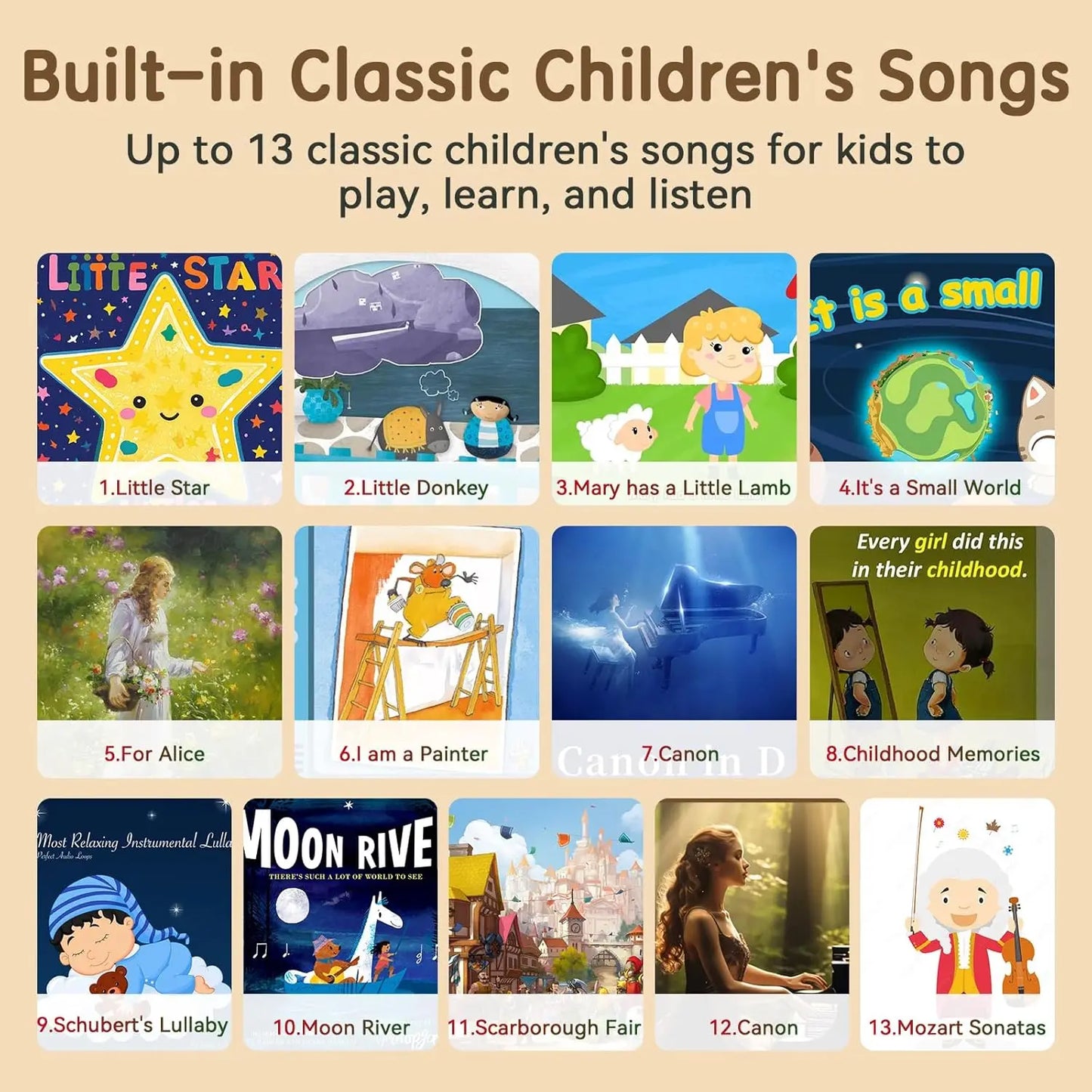 Kid's Musical Instrument Toys Multifunctional Electronic Piano Baby Pocket Piano Musical Instrument Baby Rainbow Light Music Box