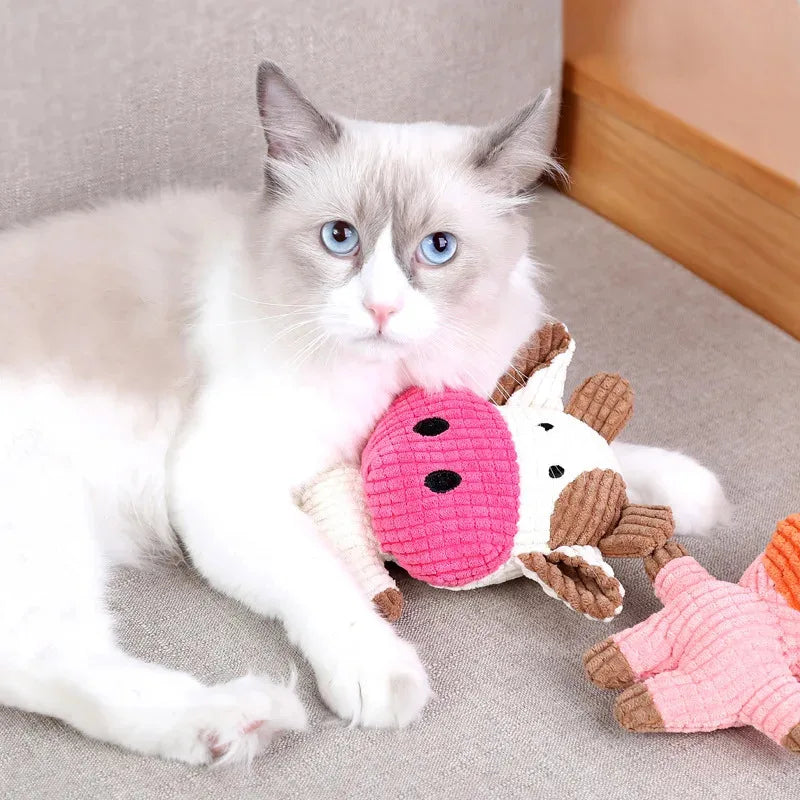 Cute Plush Toys Squeak Pet Cow Rabbit Animal Plush Toy Squeaky Whistling Involved Squirrel Toys