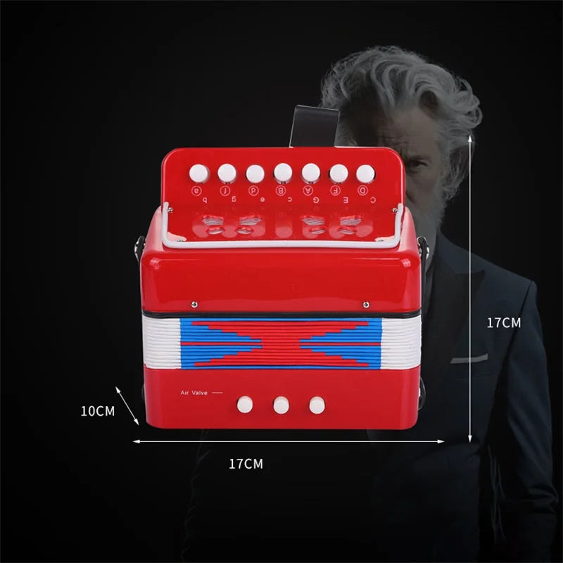 Kids Accordion Mini Toy Musical Instruments 10 Keys 3 Air Button Pink Rose Red White For Child Children Toddlers Beginners