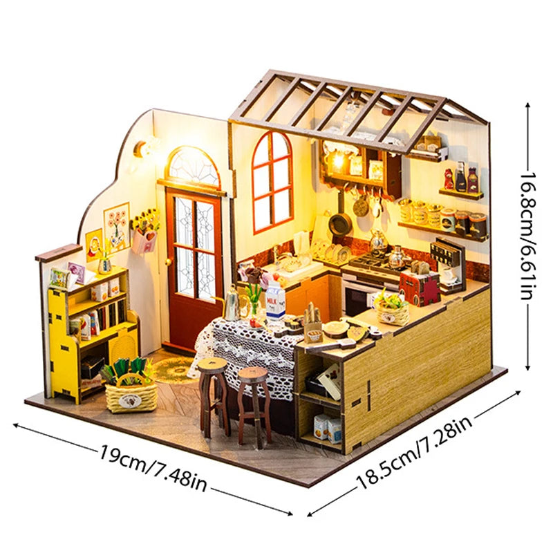 Doll House Mini DIY Small Kit 3D Puzzle Assembly Building Model Toy Home Bedroom Decoration With Furniture Wooden Craf Dollhouse