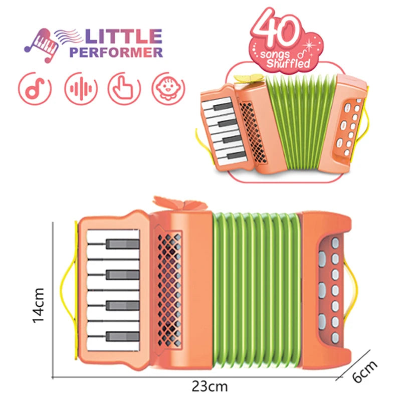 Kids Accordion Musical Instruments Indoor and Outdoor 10 Keys 8 Bass Playing Musical keyboard Educational Toys Gift For Children