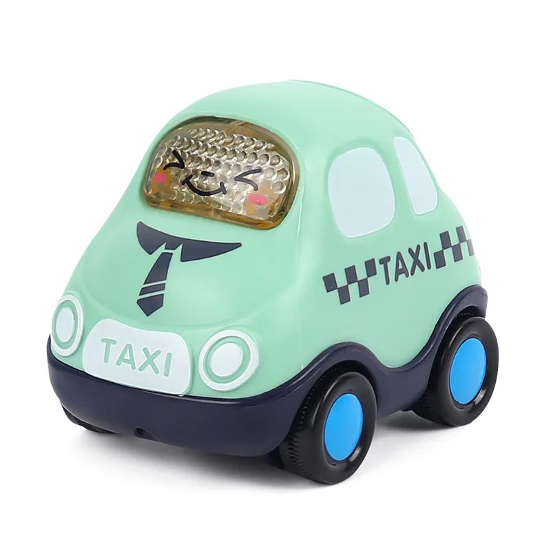 Baby Car Toys for 6 12 Months Friction Car Infant Soft Rubber Inertial Push and Go Vehicles Roll Car Hand Rattle Gift for Kids