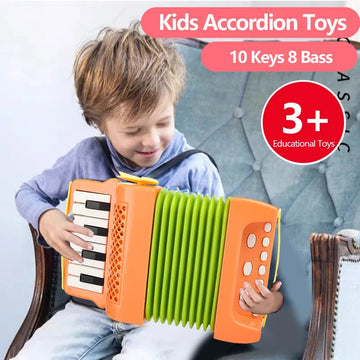 Kids Accordion Musical Instruments Indoor and Outdoor 10 Keys 8 Bass Playing Musical keyboard Educational Toys Gift For Children