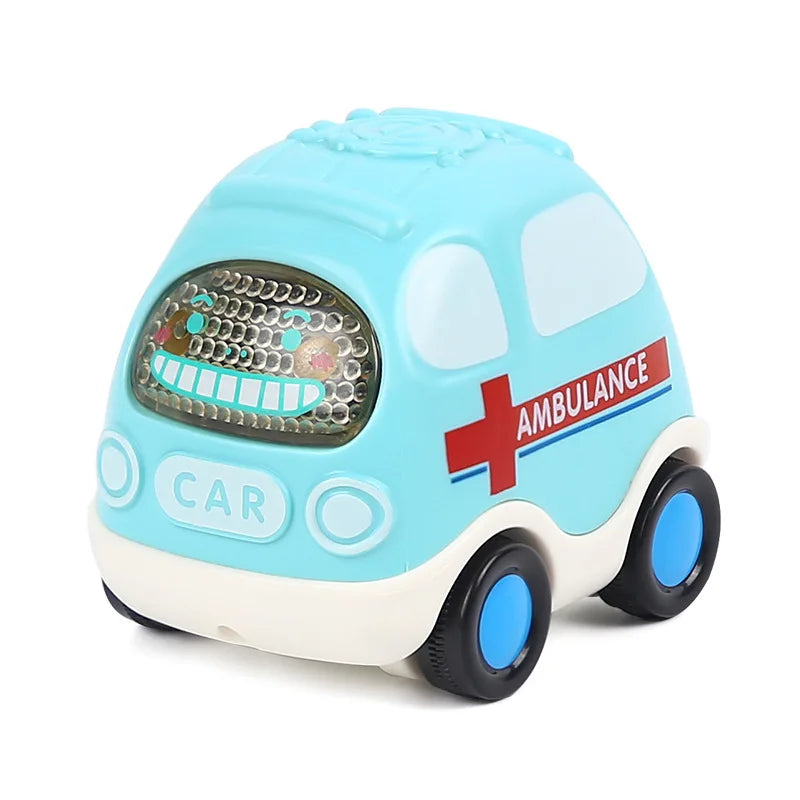 Baby Car Toys for 6 12 Months Friction Car Infant Soft Rubber Inertial Push and Go Vehicles Roll Car Hand Rattle Gift for Kids