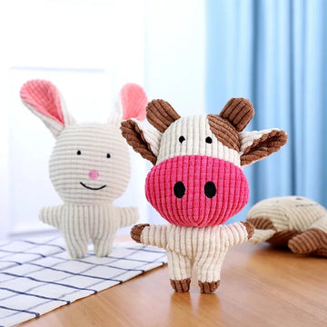 Cute Plush Toys Squeak Pet Cow Rabbit Animal Plush Toy Squeaky Whistling Involved Squirrel Toys