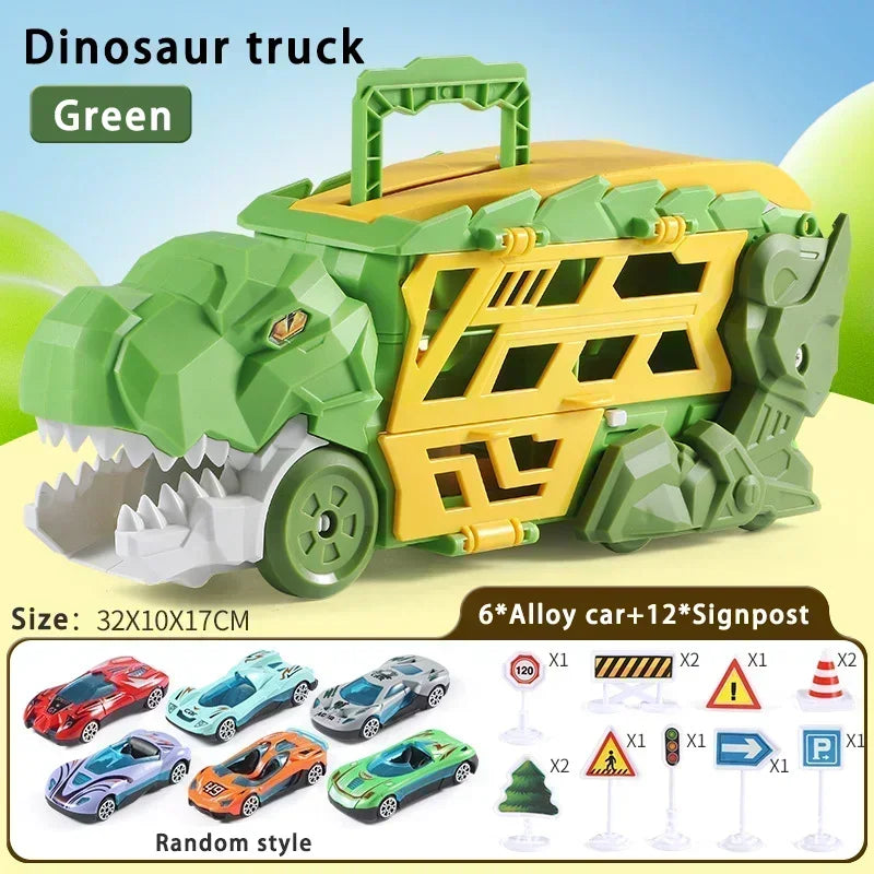 The Kids Truck Dinosaur Transporter Toys Cars Educational Model Toys Alloy Transforming Dinosaur Transport Car Toy for Childrens