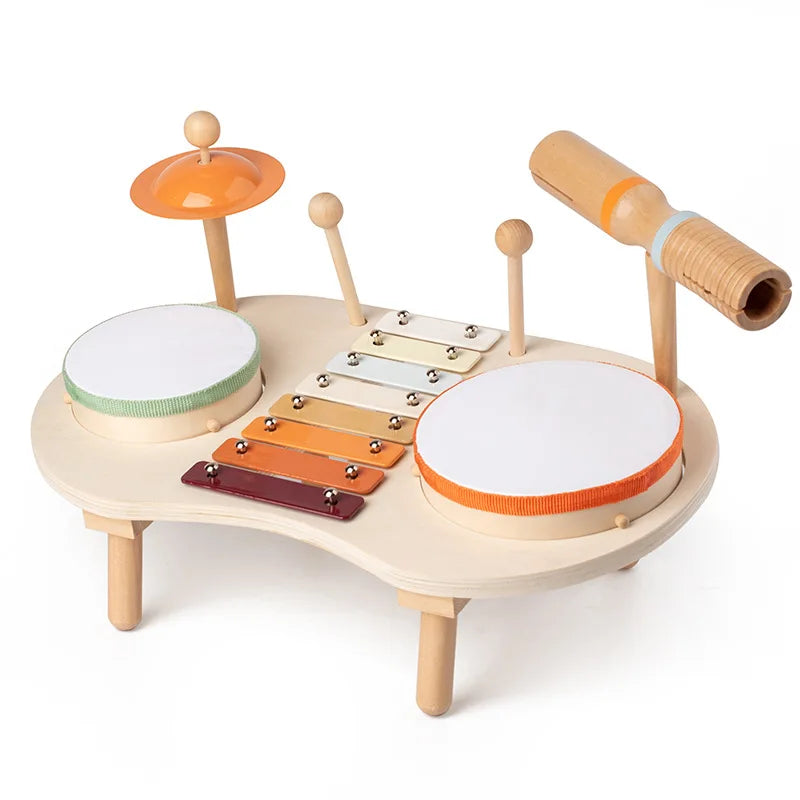 Kids Drum Set For Toddler Musical Instrument Toys Montessori Wooden Percussion Drum Sensory Toys Xylophone Kit Educational Toys