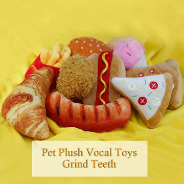 Plush Toys Squeaky Accessories Toy Soft Squeeze Sound Teeth Chew Bite Resistant Ice Cream Fries Humburger