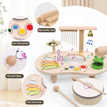 Kids Drum Set Wooden Musical Instruments for Toddlers Baby Preschool Educational Musical Toys Montessori Toys for Kids Ages 3-6