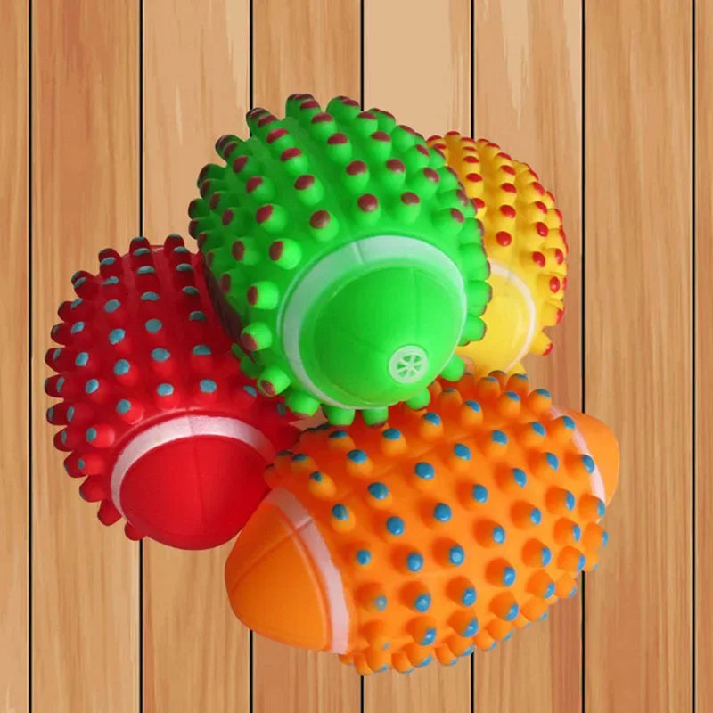 Dia. 12cm Squeaky Toys Colorful Football Toys Squeaker Toys Interactive Toy