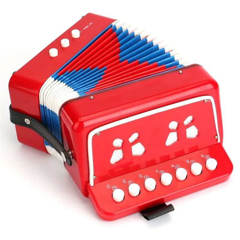 Kids Accordion Mini Toy Musical Instruments 10 Keys 3 Air Button Pink Rose Red White For Child Children Toddlers Beginners