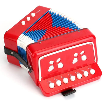 Kids Accordion Mini Toy Musical Instruments 10 Keys 3 Air Button Pink Rose Red White For Child Children Toddlers Beginners