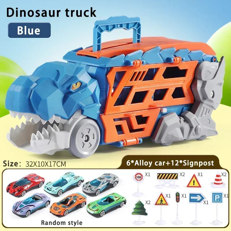 The Kids Truck Dinosaur Transporter Toys Cars Educational Model Toys Alloy Transforming Dinosaur Transport Car Toy for Childrens