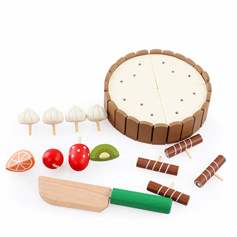 Wooden Children Kitchen Toys Pretend Toys Cutting Cake Play Food Kids Toys Wooden Fruit Cooking Toys For Baby Birthday Interests