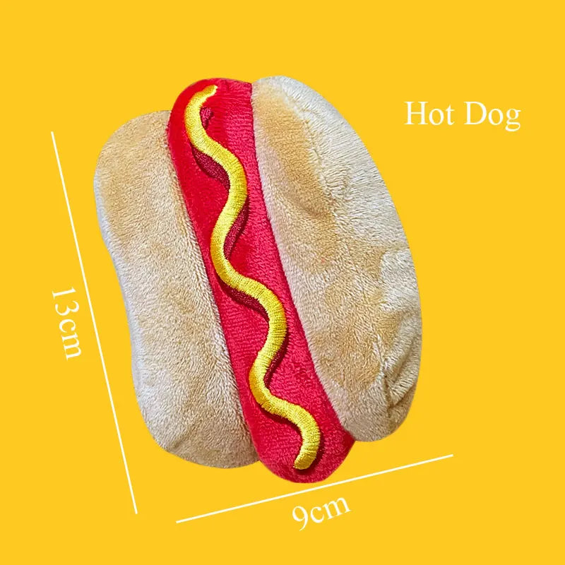 Plush Toys Squeaky Accessories Toy Soft Squeeze Sound Teeth Chew Bite Resistant Ice Cream Fries Humburger