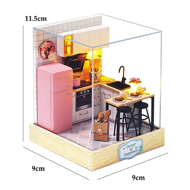 Doll House Mini DIY Small Kit 3D Puzzle Assembly Building Model Toy Home Bedroom Decoration With Furniture Wooden Craf Dollhouse