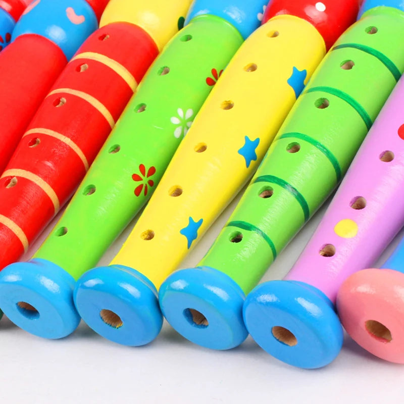 Hot Colorful Wooden Flute Music Instrument Trumpet Buglet Hooter Kids Educational Musical Toys for Children