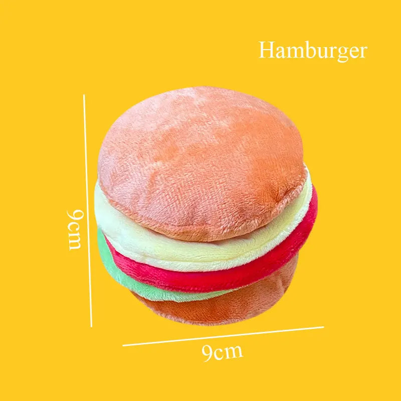 Plush Toys Squeaky Accessories Toy Soft Squeeze Sound Teeth Chew Bite Resistant Ice Cream Fries Humburger