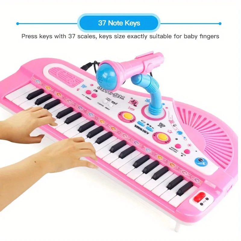 Kids Musical Piano 37 Key Electronic Keyboard Piano for Kids with Microphone Musical Instrument Educational Toy for Boys Gilrs