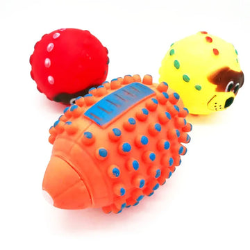 Dia. 12cm Squeaky Toys Colorful Football Toys Squeaker Toys Interactive Toy