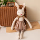 Stuffed Bunny Cloth Dress Toys Smoothing Toy for Infant  Cuddling sleep doll for Girls Handmade Diversity Brown Rabbit Plushie