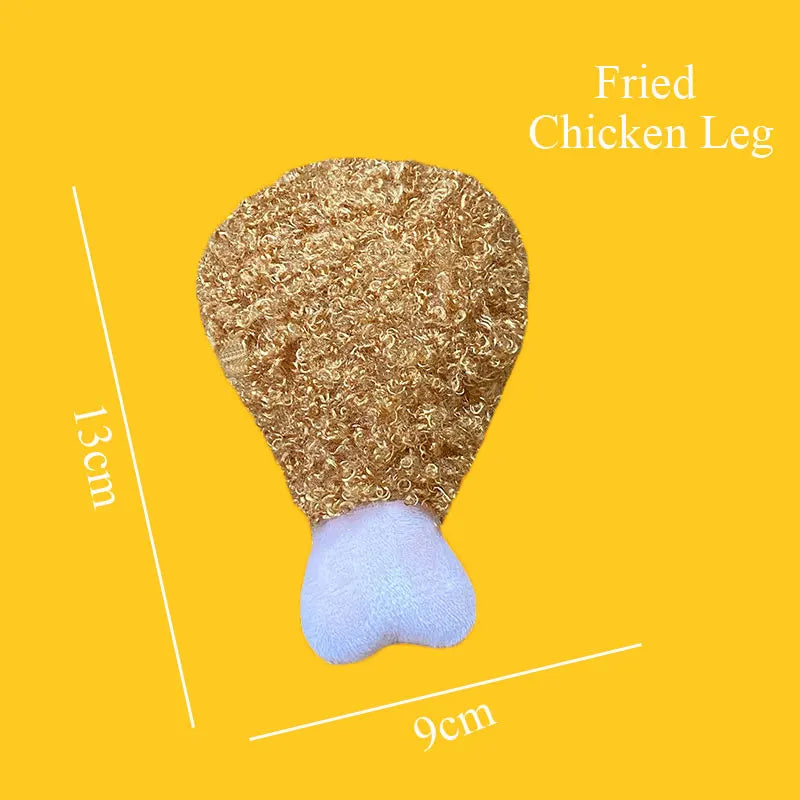 Plush Toys Squeaky Accessories Toy Soft Squeeze Sound Teeth Chew Bite Resistant Ice Cream Fries Humburger