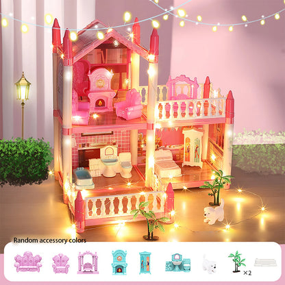 DIY Princess House, Girl Play Toys, Doll House Castle Villa, Assembled House, Parent Child Interactive Handicraft Entertainment