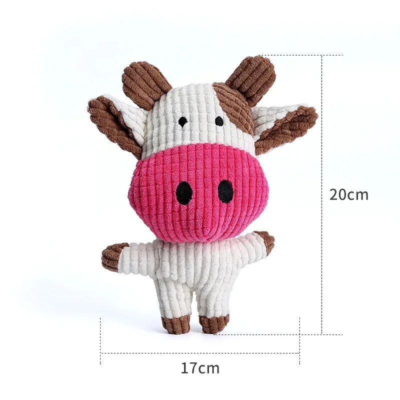 Cute Plush Toys Squeak Pet Cow Rabbit Animal Plush Toy Squeaky