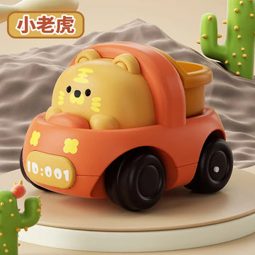 Baby Car Toys for 6 12 Months Friction Car Infant Soft Rubber Inertial Push and Go Vehicles Roll Car Hand Rattle Gift for Kids